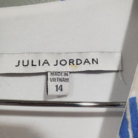 Julia Jordan Women's Floral Print Puff Sleeve Faux Wrap Dress In Blue Size 14 - Picture 6 of 15